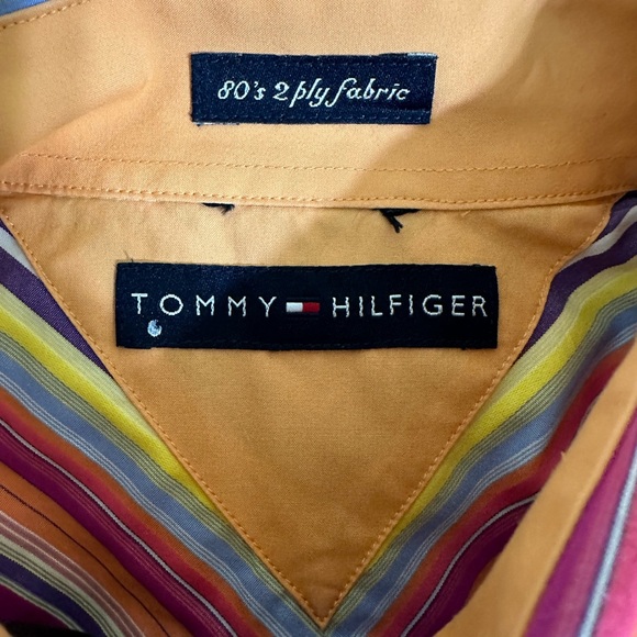 Tommy Hilfiger multi-color striped shirt.  Medium, excellent condition - Picture 3 of 3